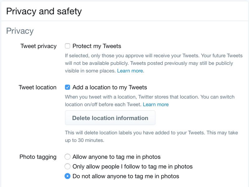 Twitter Privacy Settings