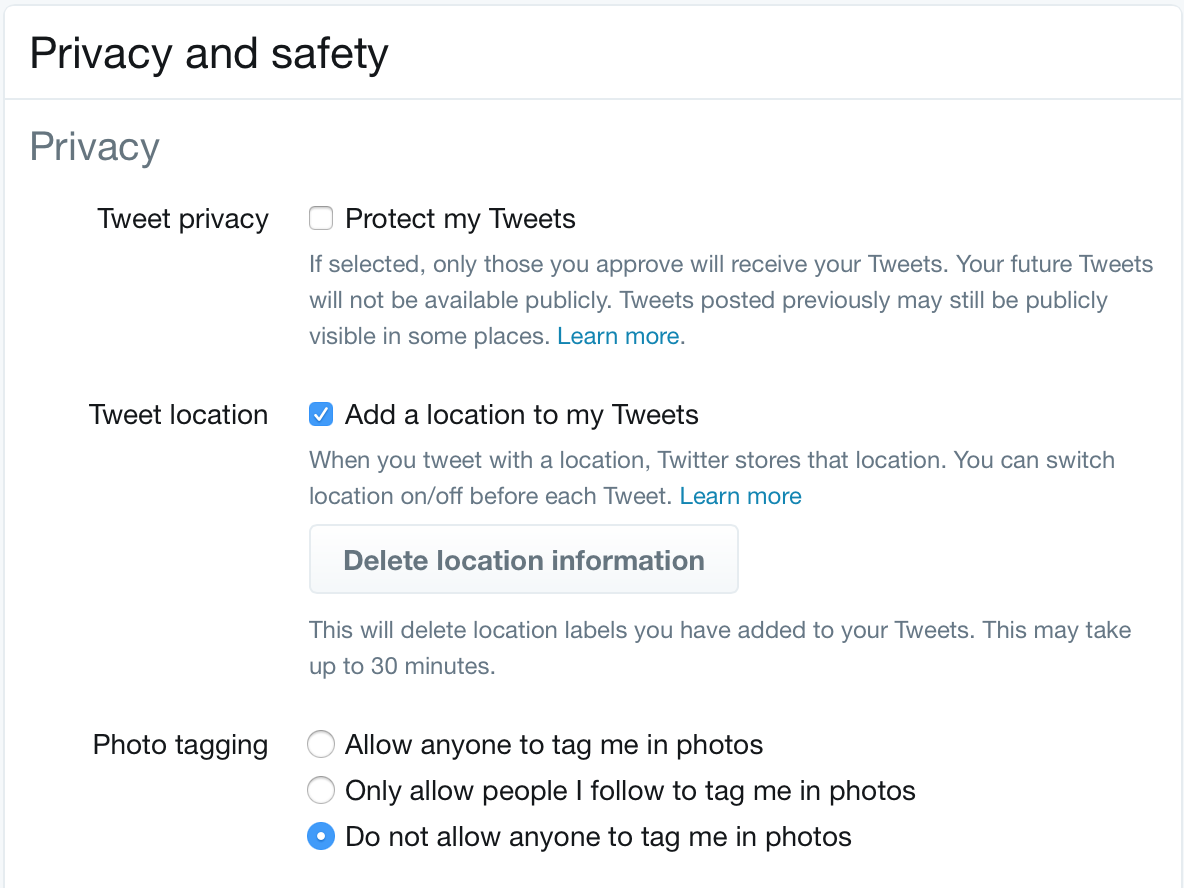 Twitter Privacy Settings 